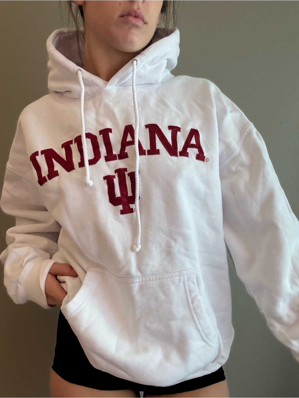 Indiana White Hoodie with Red Logo